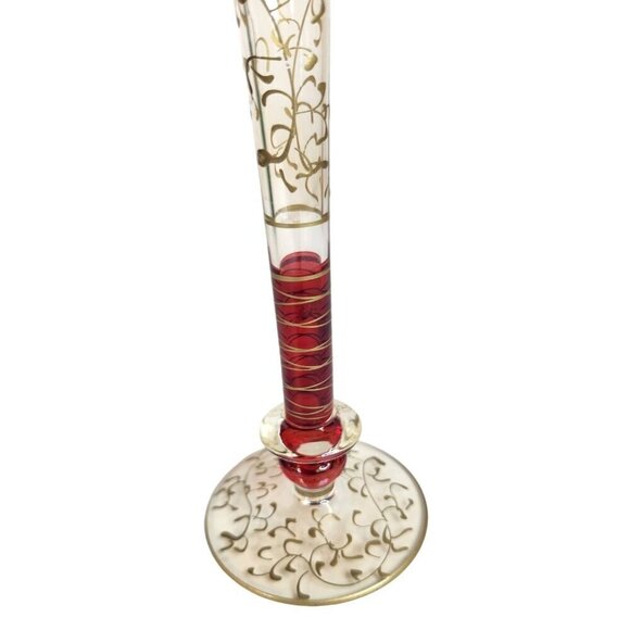 Vintage Pier 1 Import FLUTED CHAMPAGNE Barware Ruby Gold Blown Glass 10 inch P1C - Picture 7 of 8